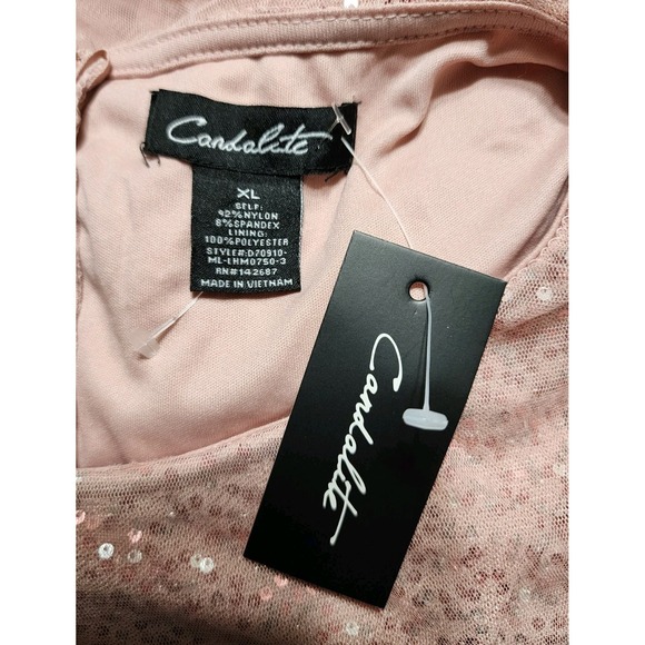 Candalite Dress Formal Maxi Blush Pink Sequins Womens Size XL Overlay NWT - Picture 12 of 12